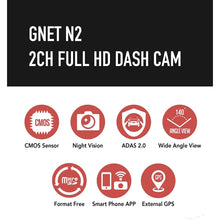 Load image into Gallery viewer, GNET N2 2CH Smart Dashcam | 30FPS | 1080P | 16GB | H.264 | 140 angle | Night Vision |Parking Mode Hard Wire Power Cable

